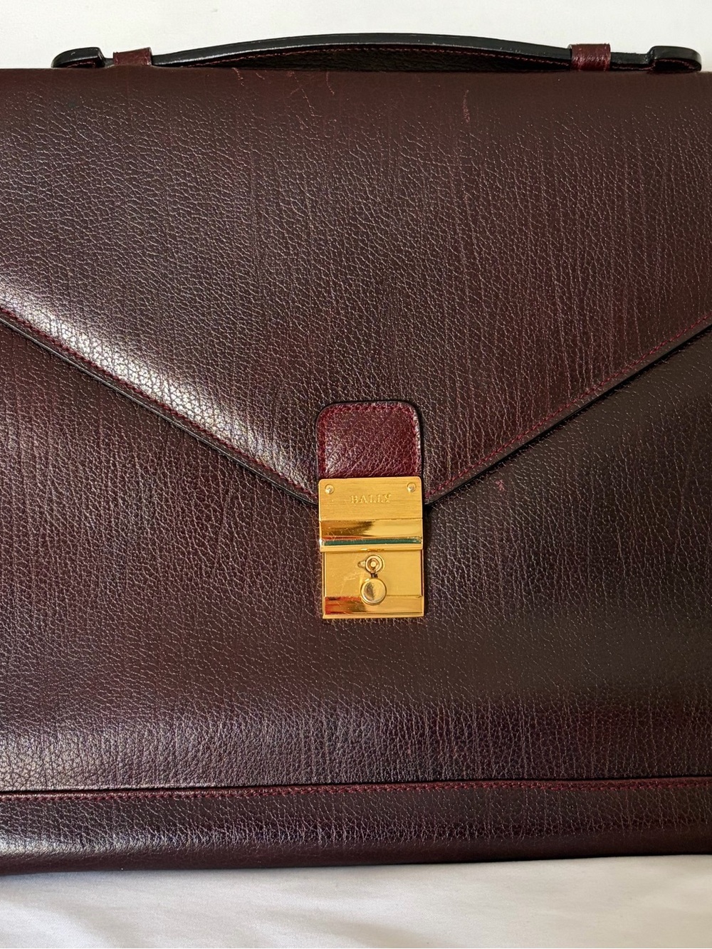Vintage Bally Burgundy Leather Briefcase Attaché w/ Key